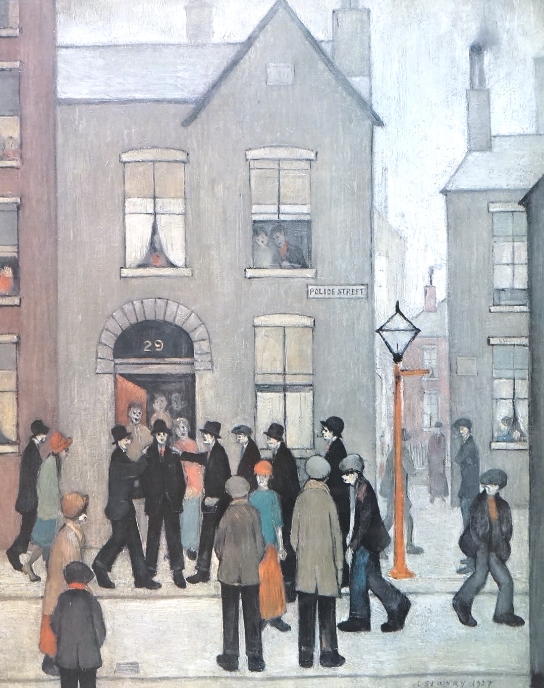 After Laurence Stephen Lowry RBA RA (1887-1976), limited edition colour print, The Arrest, hand numbered 439/850, blindstamped, A, 58 x 47cm